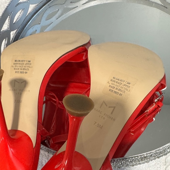 Marc Fisher Vibrant Red Strappy Heels - Picture 8 of 9